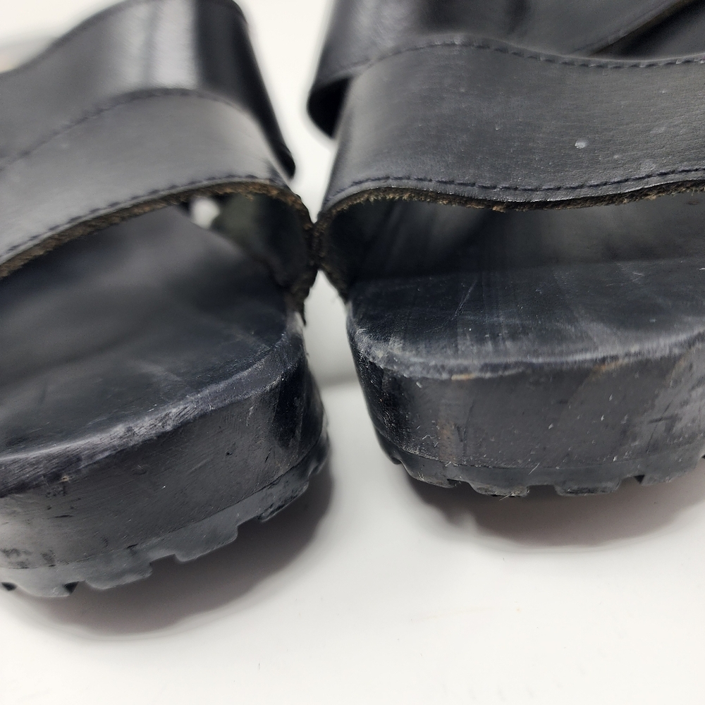 Candie's Clogs Vintage Black Leather Mules Womens 6 - Picture 11 of 12